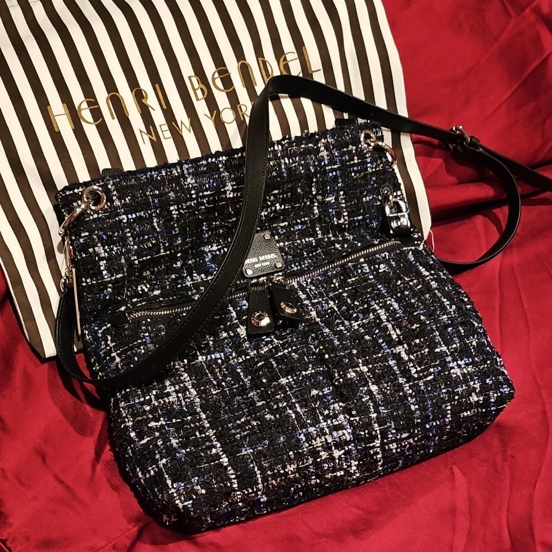 Nwt Henri Bendel Navy Tweed Crossbody Bag